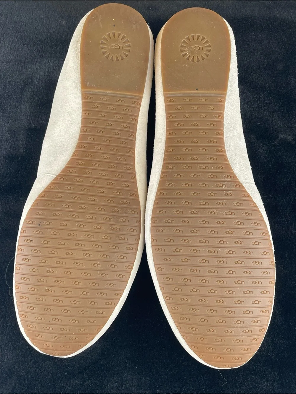 UGG Women's Ivory Suede Bow Ballet Flats with Crystal Trim